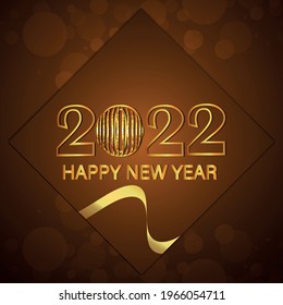 Golden text effect of 2022 celebration greeting card with creative background