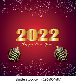 Golden text effect of 2022 happy new year invitation greeting card