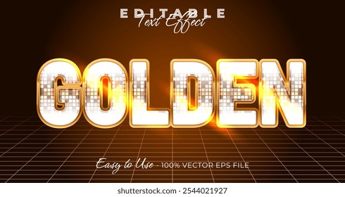 Efecto de texto dorado, estilo gráfico de Plantilla de tipografía de glamour 3d