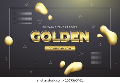 golden text effect with black background memphis style, gold liquid background