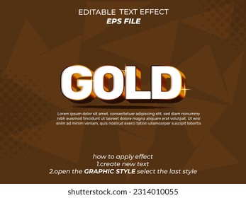 efecto de texto dorado, fuente editable, tipografía, texto 3d. plantilla de vector