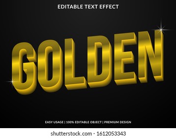 golden text effect template with 3d type style and bold text concept use for brand label and logotype 
