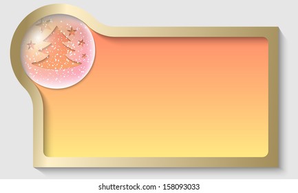 golden text frame with a Christmas motif and falling snow
