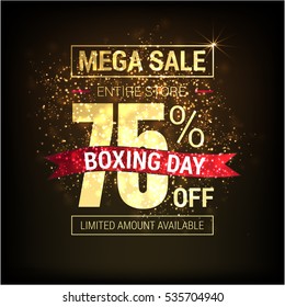 Golden text on black background. boxing day lettering for invitation and greeting card, prints and posters. Hand drawn inscription, calligraphic design. Vector illustration