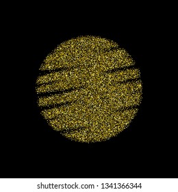 
Golden texture. Abstract circle with golden sand particles on a black background. Design Element