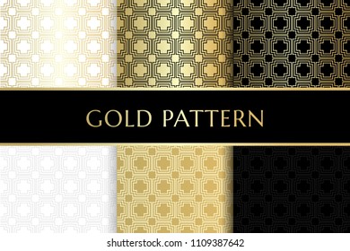 Golden texture with concentric squares. Seamless patterns collection. Vector illustration.