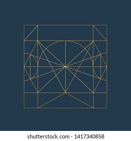 Golden texture. Geometric background with rhombus and nodes. Abstract geometric pattern.Vector modern geometric abstract template layout
