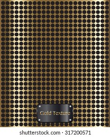 Golden texture with metal plate industrial background. 
 Vector illustration
