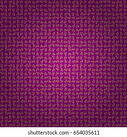 Golden texture on a purple background. Vector seamless pattern with gold ornament.