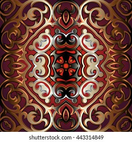 golden texture openwork pattern round shape square