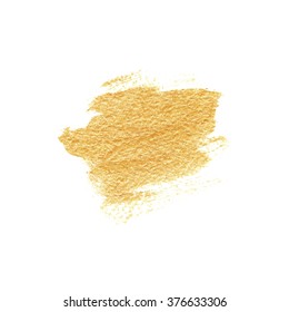 Golden texture, paint stain. Hand drawn brush stroke, vector design element.