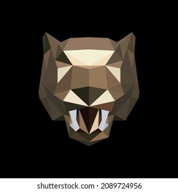 Golden Texture Polygonal Tiger Head 