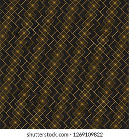 Golden texture. Seamless geometric pattern. Golden background. Vector seamless pattern. Geometric background with rhombus and nodes. Abstract geometric pattern. 