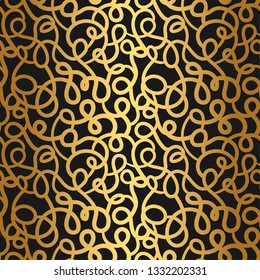 Golden texture. Seamless geometric pattern. Vector seamless pattern. Geometric background with chaotic lines. Abstract stylish trendy geometric pattern.
