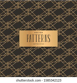 Golden texture. Seamless geometric pattern. Golden background. Vector seamless pattern. Geometric background with rhombus and nodes. Abstract geometric pattern.