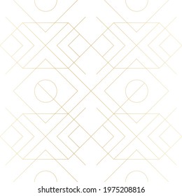 Golden texture. Seamless geometric pattern. Golden background. Vector seamless pattern. Geometric background with rhombus and nodes. Abstract geometric pattern.
