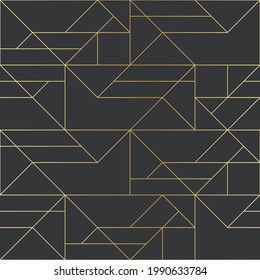 Golden texture. Seamless geometric pattern. Golden background. Vector seamless pattern. Geometric background with rhombus and nodes. Abstract geometric pattern.