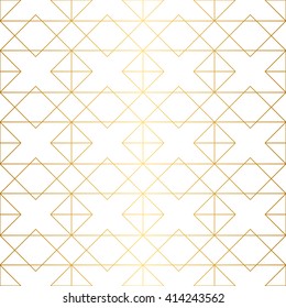 Golden texture. Seamless geometric pattern. Golden background. Vector seamless pattern. Geometric background with rhombus and nodes. Abstract geometric pattern.