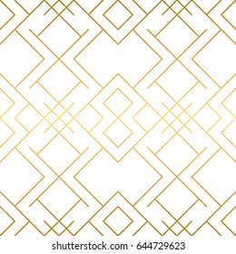 Golden texture. Seamless geometric pattern. Golden background. Vector seamless pattern. Geometric background with rhombus and nodes. Abstract geometric pattern.