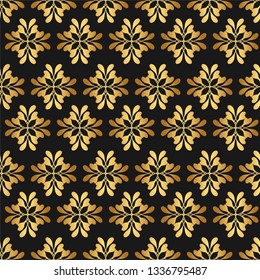 Golden texture. Seamless geometric thin lines pattern. Vector seamless repeat flowers pattern. Floral geometric background. Abstract geometric botanical pattern.