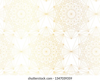 Golden texture. Seamless geometric thin lines pattern. Golden pictogram background. Vector seamless pattern. Geometric background with cross lines. Abstract geometric pattern.