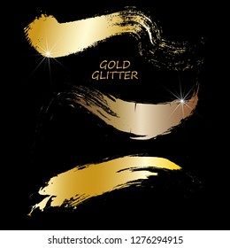 
Golden texture. A set of brush strokes. Design element