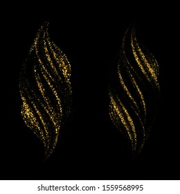 
Golden texture. A splash of golden dust particles in the form of spiral curls on a black background.