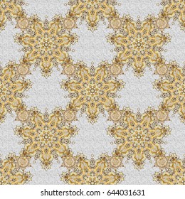 Golden texture. Vector seamless pattern with gold gradient on gray background. Seamless geometric pattern. Abstract geometric sketch. Geometric ornament with golden elements.