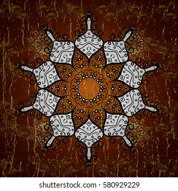 Golden textured curls. Vector golden. On red background. Golden elements in oriental style arabesques.