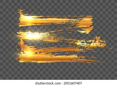 Golden textured grungy dry brush stroke hoilday vector background on checkered background. Concept for luxury, richness. EPS10