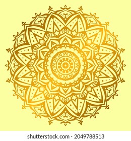 Golden Textured Mandala Art Pattern For Abundance Vector Design Element