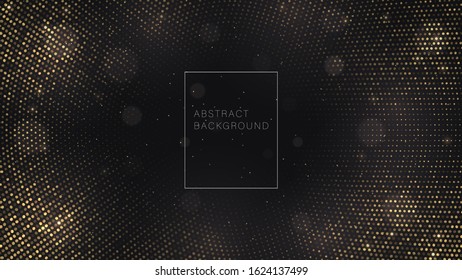 Golden textured pattern on a black background. Vector illustration.