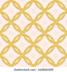 Golden textured seamless pattern. Geometric sparkling shining gold background. Vector illustration