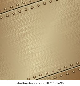 Golden Textured Tinware With Rivets