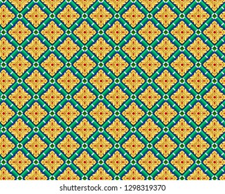 Golden Thai art pattern background texture.Graphic vector