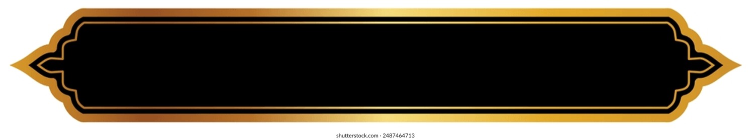 Golden Thai pattern frame Black background for adding luxurious golden text. Abstract elements.