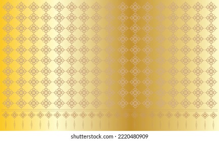 Golden thai pattern on abstract gradient gold background Thai fabric decoration pattern vector illustration