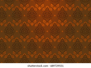 Golden Thai vintage pattern vector abstract background with spotlight