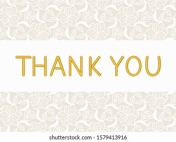 golden thank you lettering on arabic lace design background. concept for thank you card in vector illustration