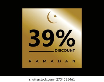 Goldenes Thema 39% Rabatt mit Stern und Mond Vektorgrafik
