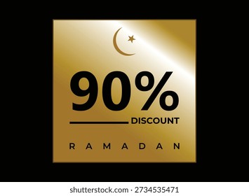 Golden theme 90% Discount with star and moon vector illustration