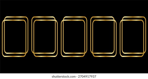 Conjunto de marco delgado dorado. Bordes geométricos dorados en estilo art deco. Colección de forma rectangular de luminosidad lineal delgada. geométrica, fondo dorado, Vector del marco, Vector dorado, conjunto del marco, lujo