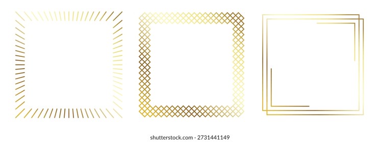 Quadro fino dourado conjunto de bordas quadradas douradas em art déco