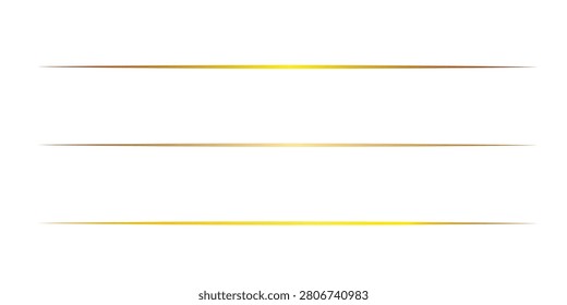Golden thin line divider isolated on white background