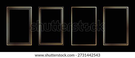 golden thin rectangle frame set shining gold square borders