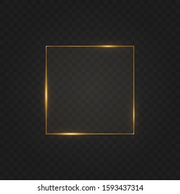 Golden thin rectangular frame on the white background. Perfect design for headline, logo and sale banner. Vector