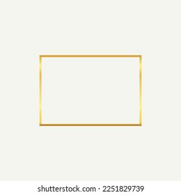 Golden thin rectangular frame on the white background.