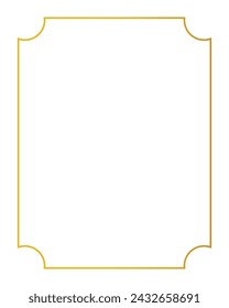 Golden thin rectangular frame on the white background. Perfect design for headline, logo and sale banner etc