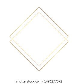 Golden dünnes Quadrat, Doppelrahmen einzeln auf weißem Hintergrund. Perfektes luxuriöses Design für Headline, Logo und Verkaufsbanner. Vektorillustration