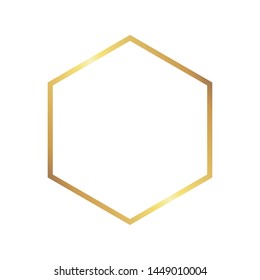 Golden thin style hexagon luxury frame on the white background. Perfect design for headline, logo and sale banner. Vector illustration